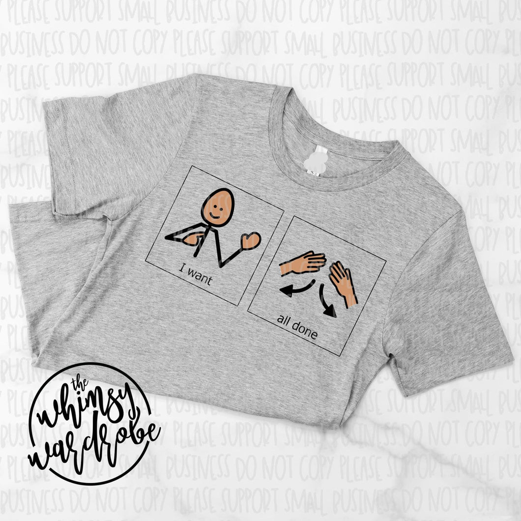 ‘I want’ communication shirts